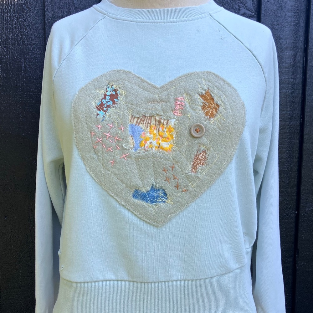 Reworked “Tattered Heart” Sweater – Preloved, One of a Kind (Small)